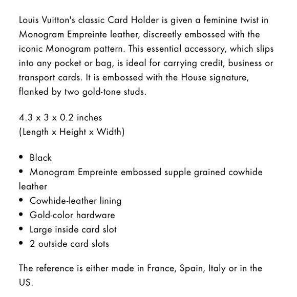 Louis Vuitton Empreinte Monogram Card Holder Wallet Card Case M69171 - Picture 4 of 11